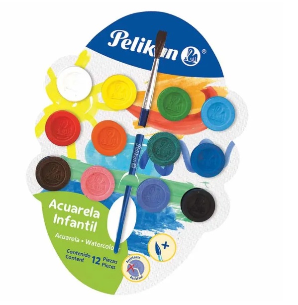 Acuarelas pelikan paleta de carton c/12 colores