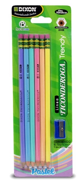 Lapiz de grafito 2 ticonderoga 65783 hexagonal c/6