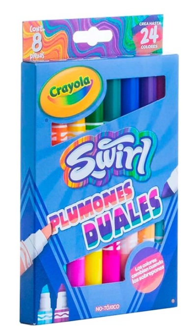 Marcadores crayola swirl plumones duales c/8 pzas