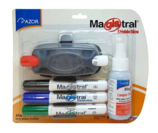 Kit marcadores p/pizarron azor magistral c/4 borr. y limpiad