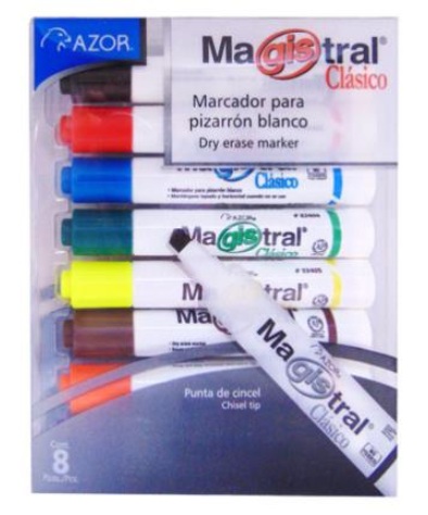 Marcadores p/pizarron azor magistral c/8 cols.