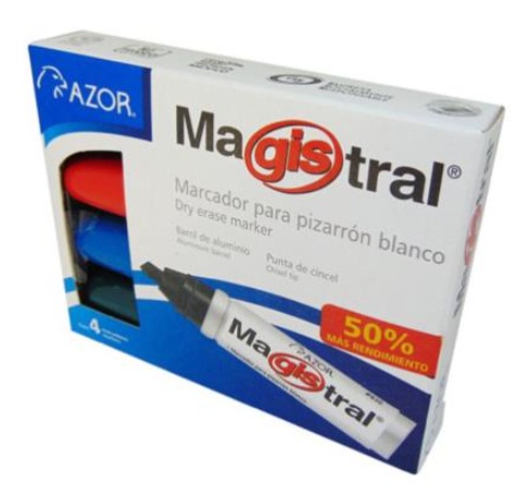 Marcadores p/pizarron azor magistral aluminio c/4