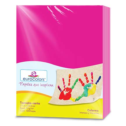 Papel cortado eurocolor carta rosa c/100