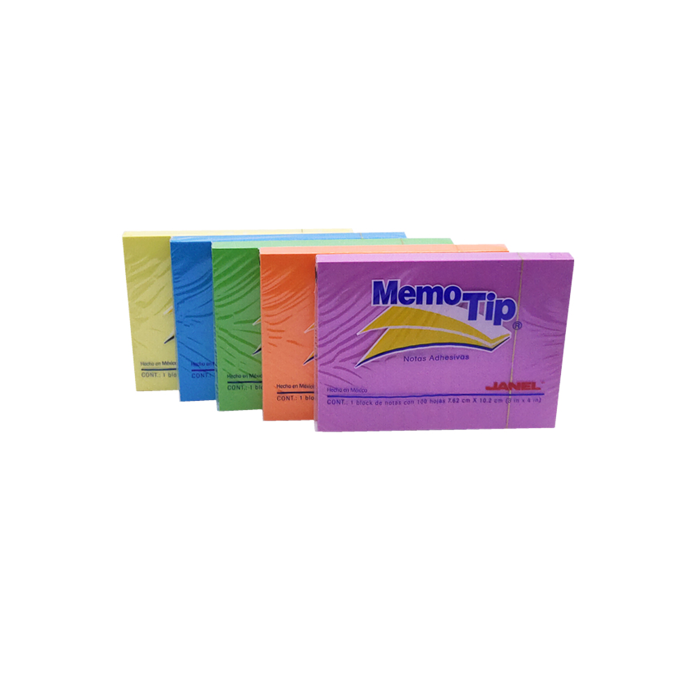 Papeletas janel memotip neon 3x4  c/100hjs