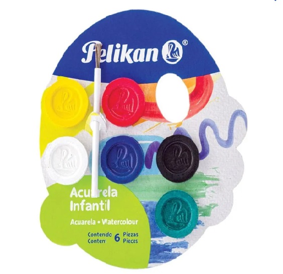 Acuarelas pelikan paleta de carton c/6 colores