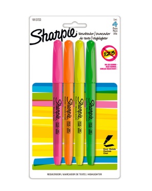 Resaltadores sharpie colores varios punto fino c/4