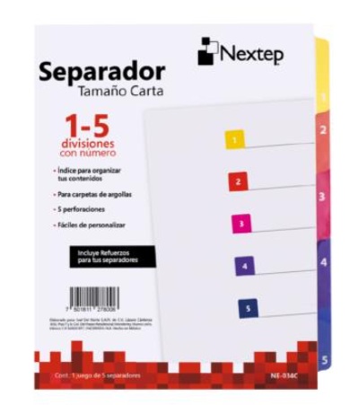 Separadores nextep economico con numero c/5 colores