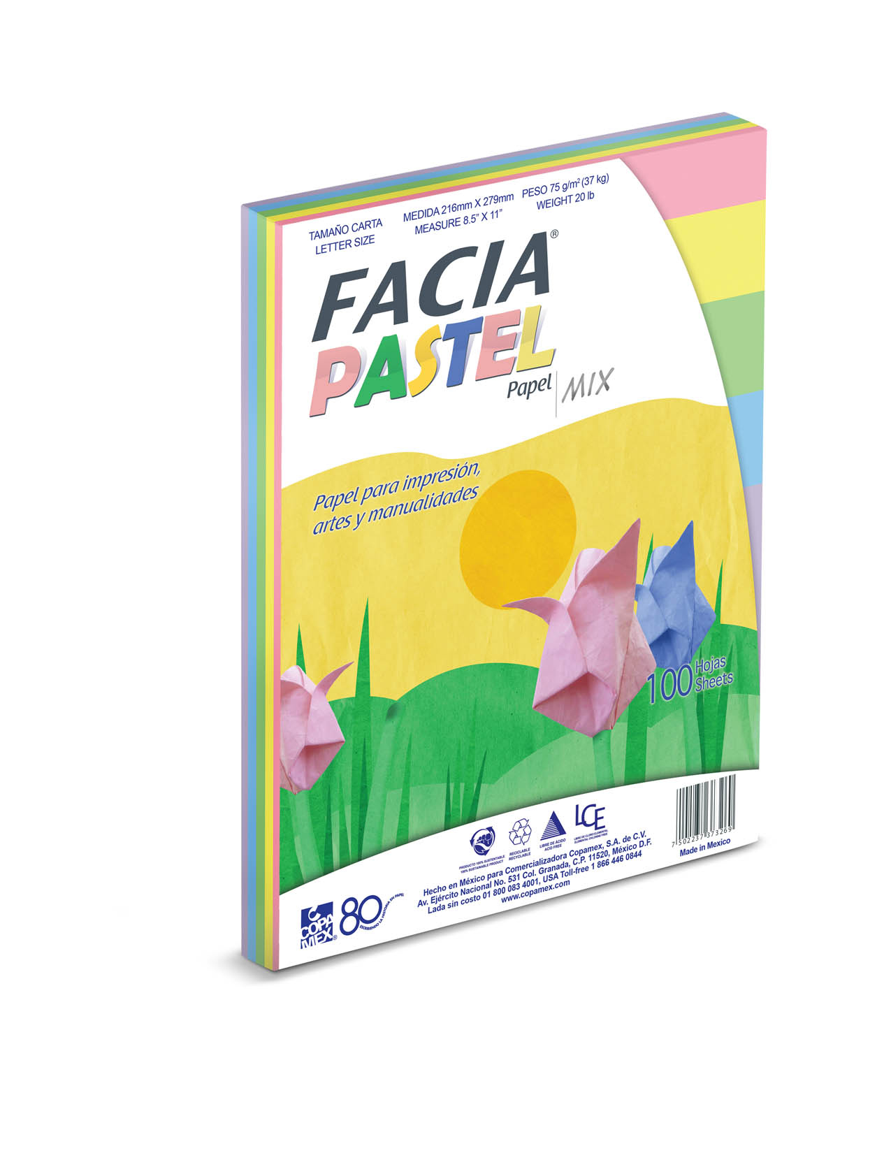 Papeles bond cortados facia chromatics 10 colores  c/500