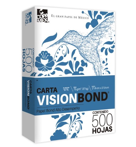 Papeles bond cortados vision 75grs 97% t/carta c/500 hjs